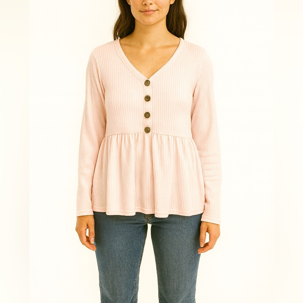 Boutique Brand Size Medium Ballet Pink Thermal Bohemian Style Top.